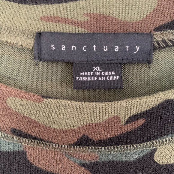 Sanctuary Camo Knit Sweater Crew Neck Raglan Sleeve Pullover Green Size XL NEW - Picture 3 of 6